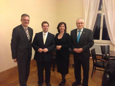 Vier Spitzenkandidaten (v. l. n. r.): Uwe Feiler MdB, Michael Koch, Barbara Richstein MdL, Holger Schiebold.