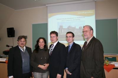 (v. l. n. r.) Wolfgang Banditt, Barbara Richstein (MdL), Jens Koeppen (MdB), Henryk Wichmann, Alard von Arnim (MdL)